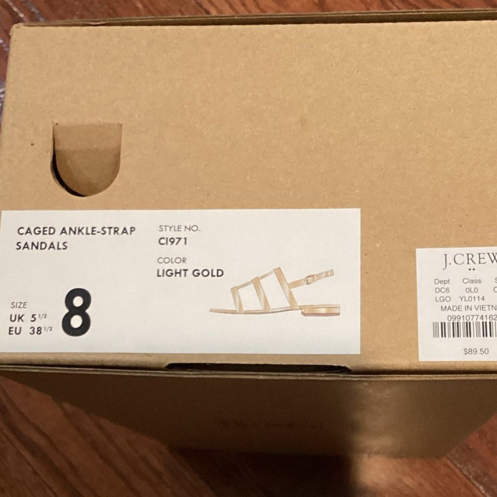 NWT J. Crew light gold Caged ankle-strap sandals Size 8 - Picture 9 of 11